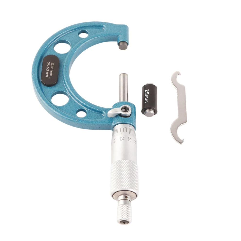025Mm, 50Mm, 75Mm, 100Mm Od Micrometer, Stainless Steel, Precision Thickness Measuring Tool With Wrench, 0.01Mm Accuracy (2550Mm) 9412369249517