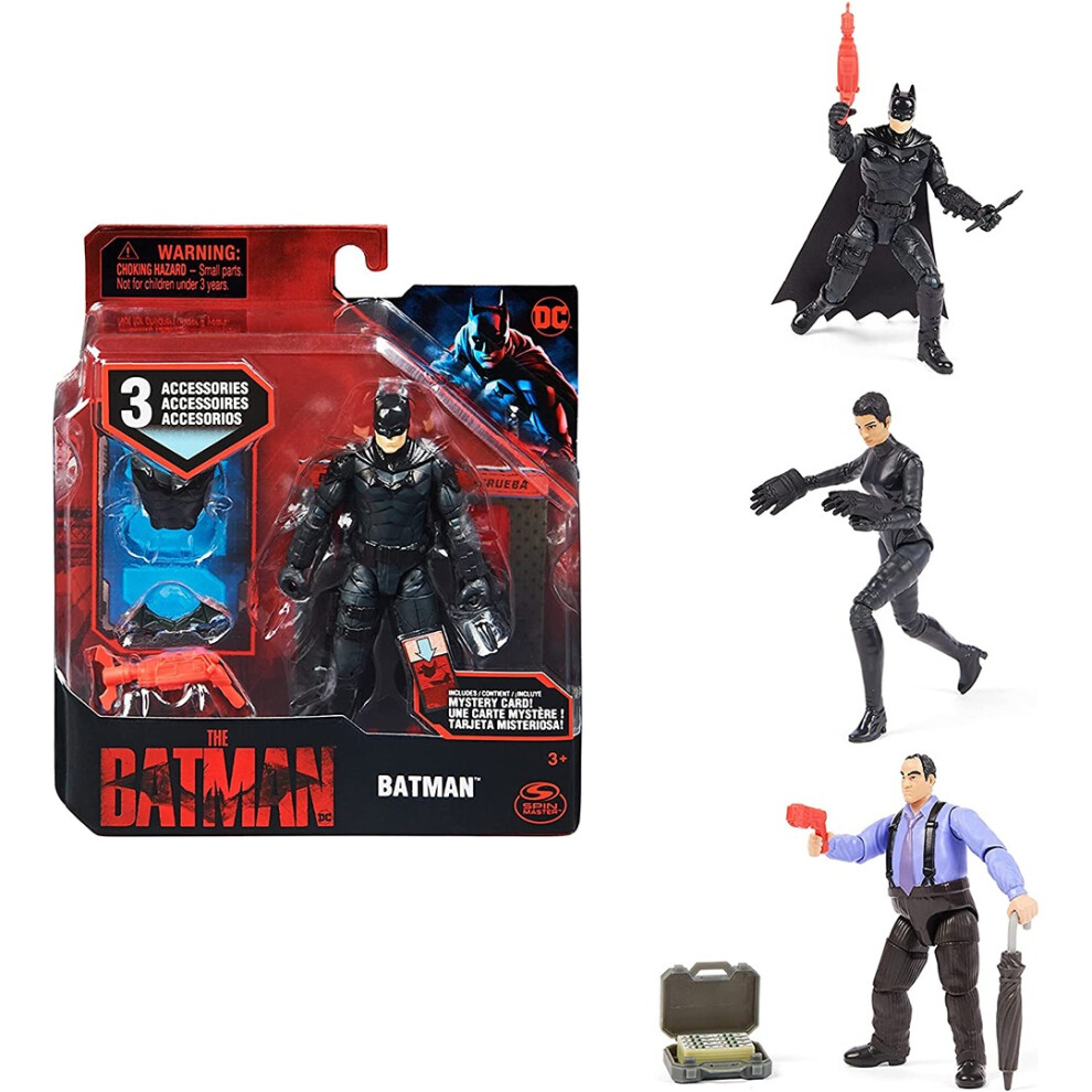 New Dc Comics 10 Cm Action Figure In Authentic Movie Look With 3 Accessories, Wingsuit Batman The Penguin Or Selina Kyle,... 6060654