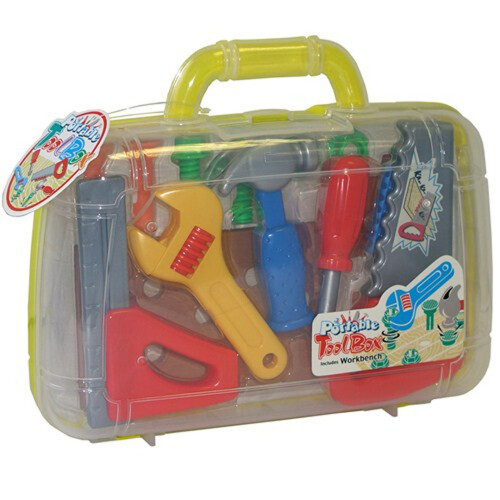 Toy Tool Carrycase Set Kids Hand Tools With Work Bench Play Nuts & Bolt 3 Years+