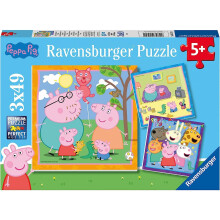 Rompecabezas 3 x 49 piezas: La familia y los amigos de Peppa Pig