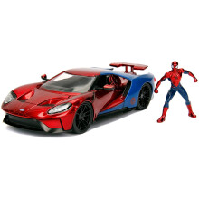 Jada Hollywood Rides Marvel Spiderman 2017 Ford GT 1:24 Diecast Model Car