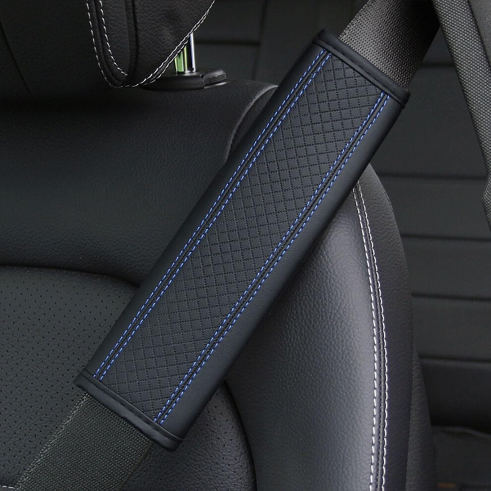 2Pcs Car Seat Belt Cover For Honda Fit Jazz 20152018, Soft Nonslip Shoulder Pad Black/Blue 9189345095948