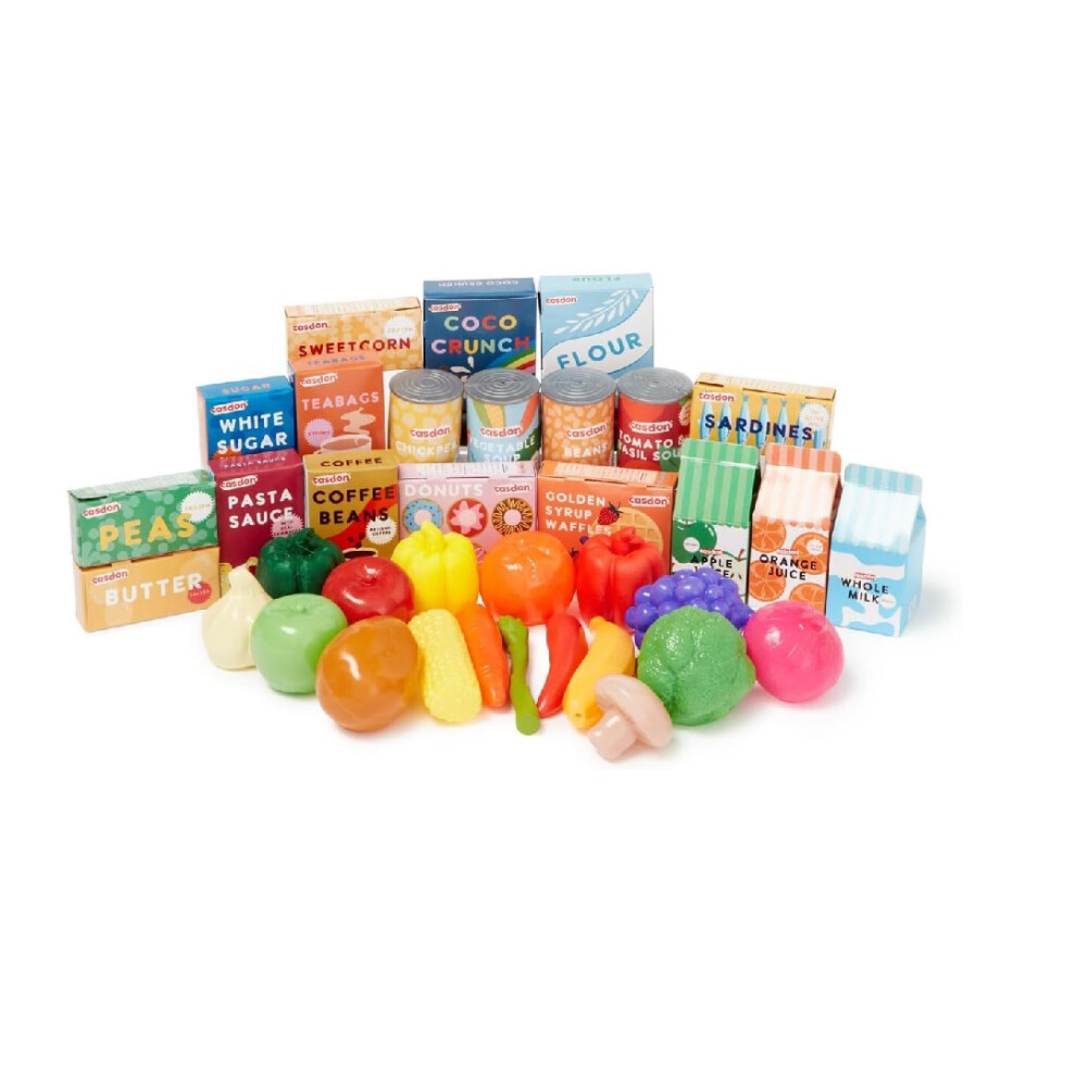 Casdon Grocery Set Fruits, Vegetables, Cans And More