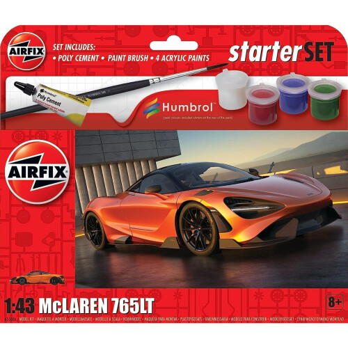Airfix Airfix Starter Set - Mclaren 765LT 1:43 Model Kit