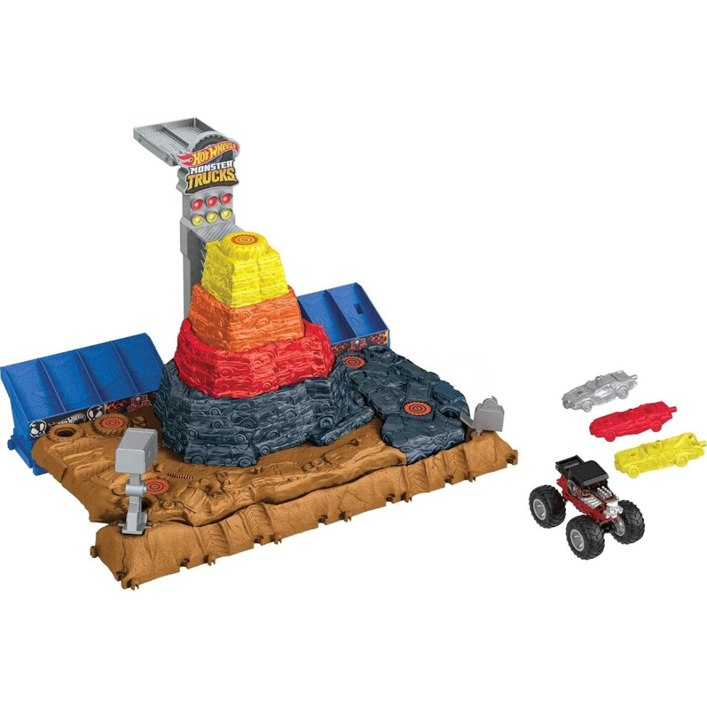 Hot Wheels Monster Trucks Arena Smashers Boneshaker Crush Yard