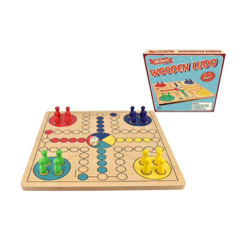 "Retro" Wooden Board Ludo - Colour Box