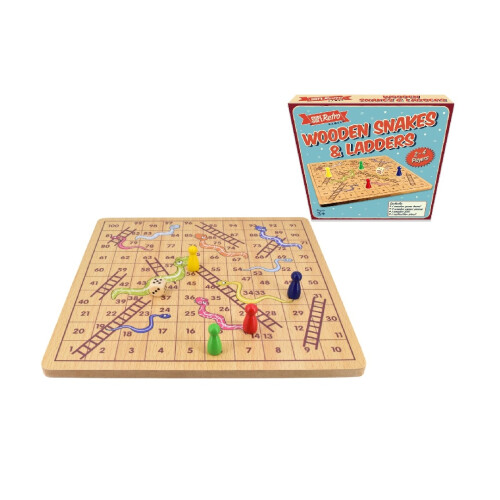 "Retro" Wooden Board Snakes And Ladders