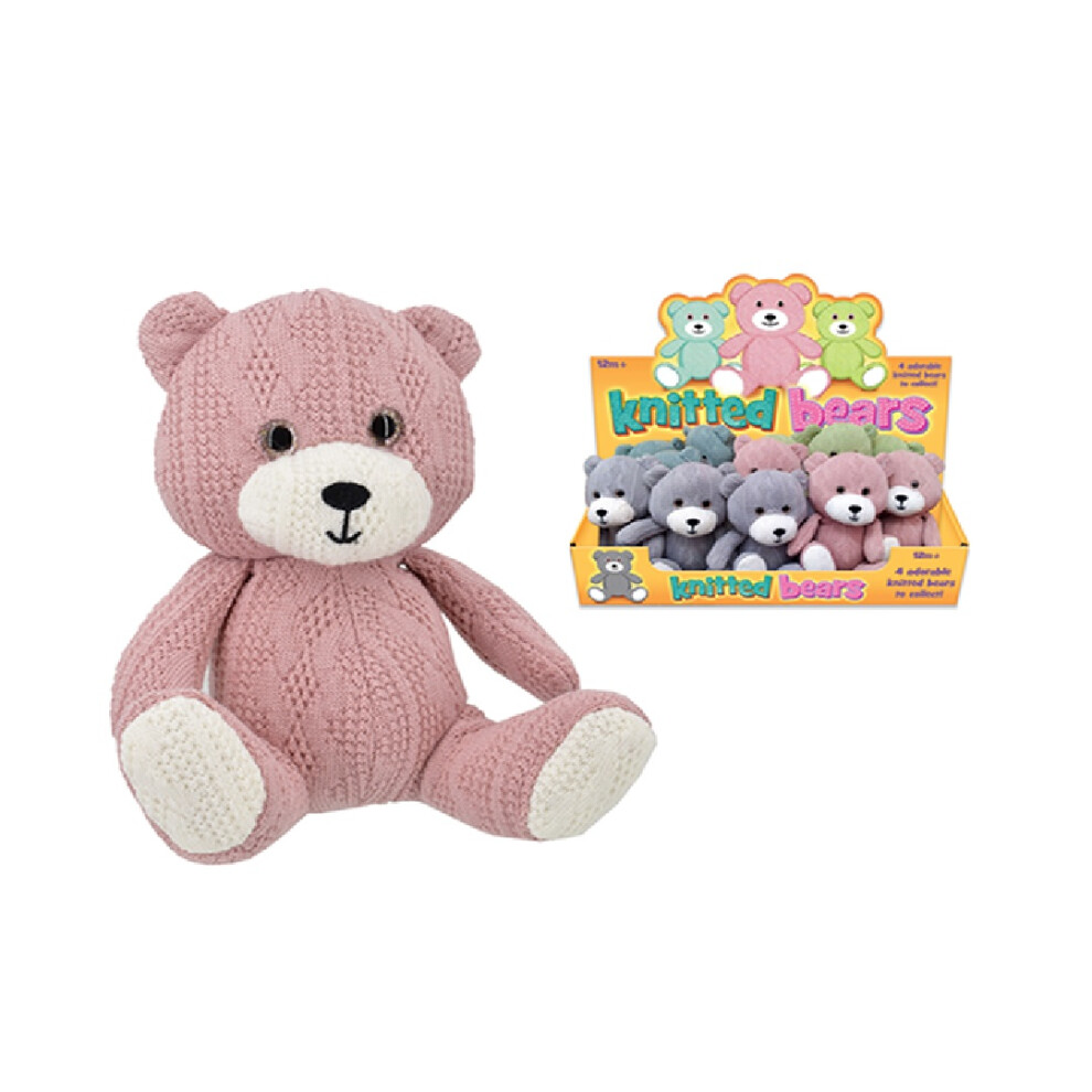 Kandy Toys Knitted Bears 14Cm Bear Assorted Colour Soft Plush