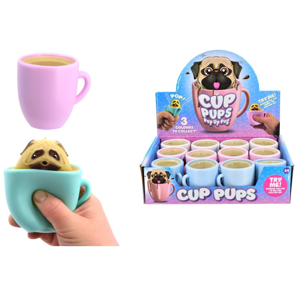 Kandy Toys Cup Pups Squishy Toy (One Supplied) Pink/Blue