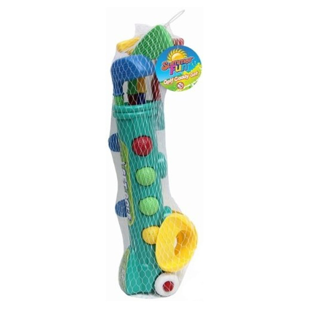 The Magic Toy Shop Childs Junior Golf Caddy Set Balls Clubs Trolley Kids Outdoor Garden Game Toy