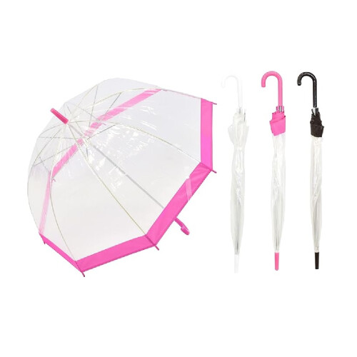 Kandy Toys Transparent 80Cm Umbrella Assorted Coloured Tip And Handle
