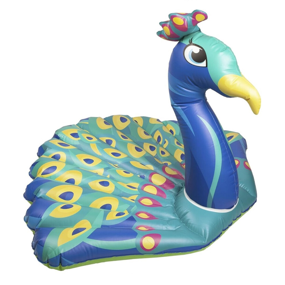 Wild N' Wet Giant Inflatable Peacock Lounger Beach & Pool Float Sturdy Pvc Vinyl