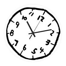 Minimalists Graffitis Number Wall Clock Acrylic Silents-White