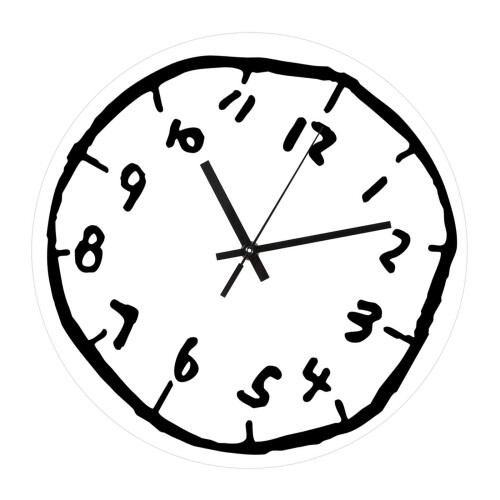 Minimalists Graffitis Number Wall Clock Acrylic Silents-White