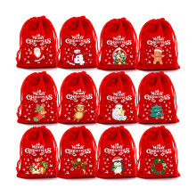 Sacs cadeaux de noël en peluche douce, 12 pièces, pour-10x15cm