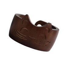Round Knitting Bowl Yarn Bowl Cats Shape Yarn-walnut color