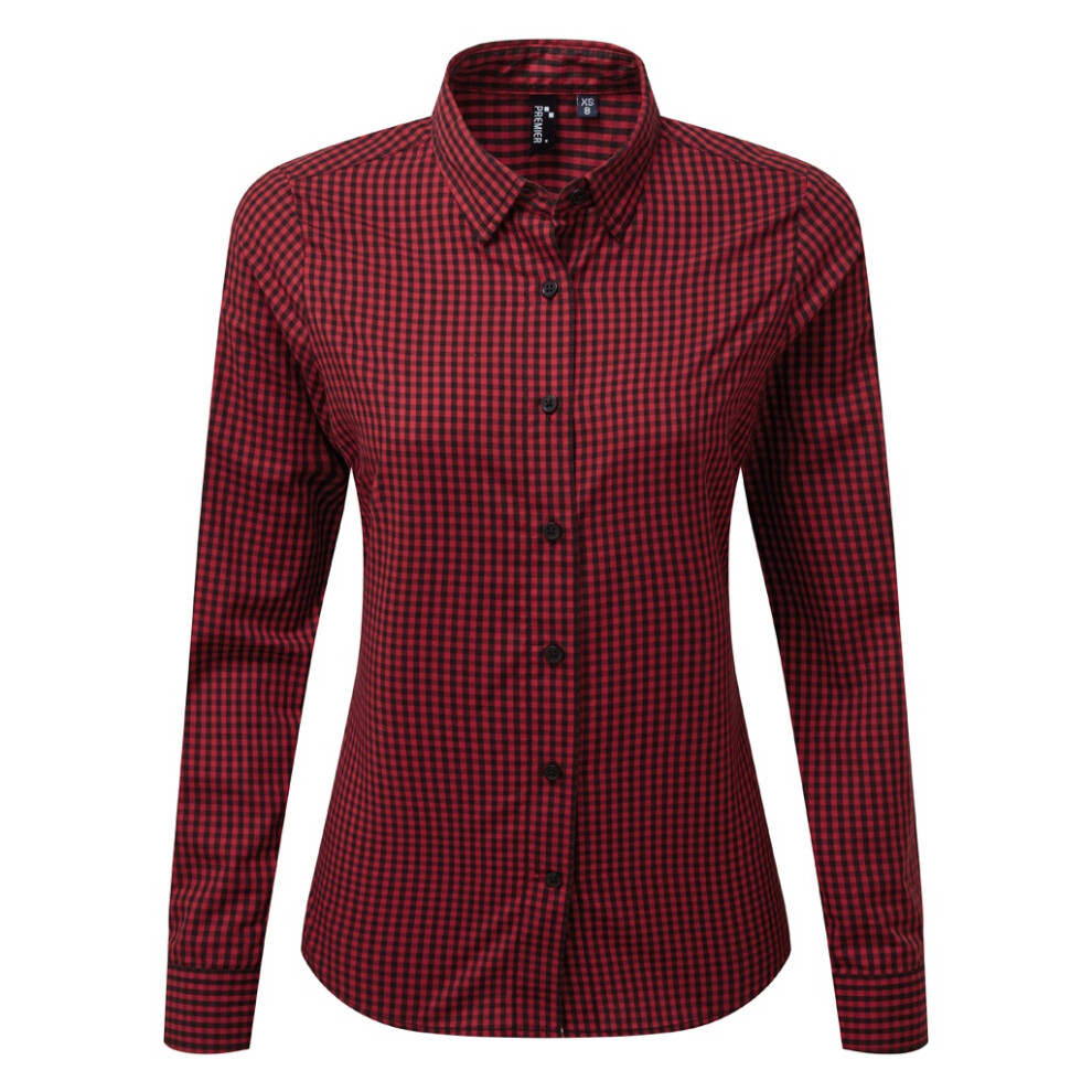 Premier (2Xl, Black/Red) Womens/Ladies Maxton Check Long Sleeve Shirt