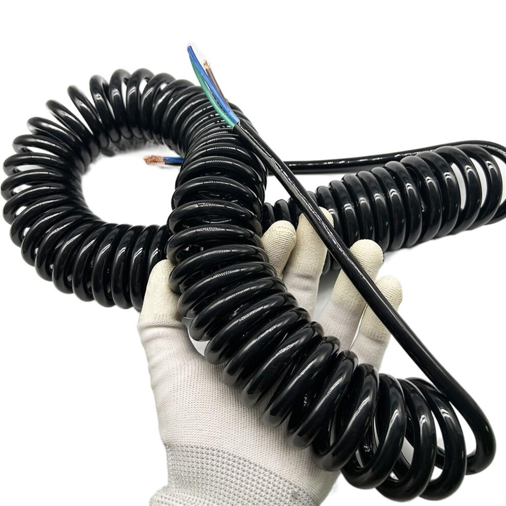 Telescopic Spiral Cable, 3Core, Black, Stretchable, 4 Mm Square (Stretch 2M) 9412369249876