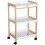 Homcom HOMCOM Mobile Serving Trolley Kitchen Cart Pine Wood Rolling Wheels White 2