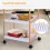Homcom HOMCOM Mobile Serving Trolley Kitchen Cart Pine Wood Rolling Wheels White 6