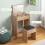 Homcom HOMCOM Dressing Table Set Cushioned Stool Flip-up Mirror Chipboard - Wood Grain 6