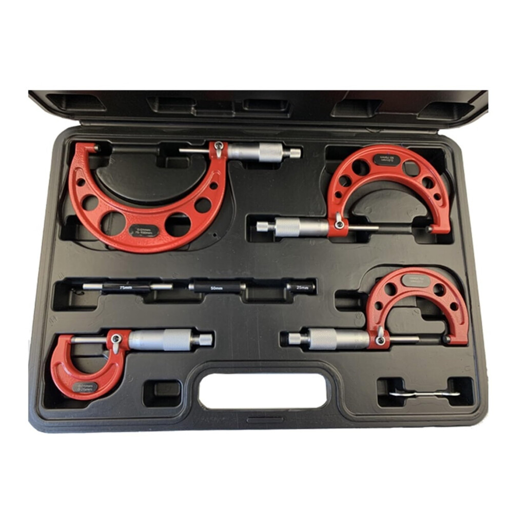 Micrometer Set 0100Mm, 4 Piece With Standards Ratchet Stop, 0.01Mm Graduation 9382693864895