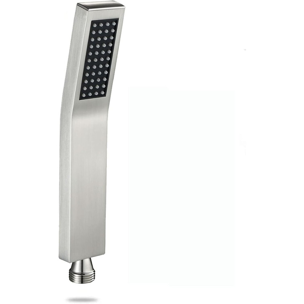 Brushed Nickel Square Solid Brass Handheld Shower Head, Silicone Nozzles Prevent Clogging And Ensure A Consistent Water Flow, Elevating Your Bathroom 9148971938715