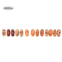 Polished Wooden Beads, Earthly Look Diy Craft For Exquisite Workmanship Enthusiasts, 200Pcs Painted Mixed Pattern Smooth Surface Polished Natural