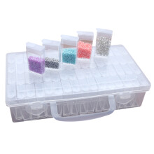 Diamantmålningsorganisatör, hantverksorganisatör med transparent plastbärbar bärväska för diamantkonstkit och smycken, 24/64 rutnät,
