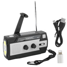 Overlevingsradio voor noodsituaties, waterdicht (IPX5-gecertificeerd), op zonne-energie werkend, met AM/FM-radiofunctie en zaklamp met 3 standen.