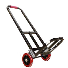 Robust Iron Construction Foldable Dolly with Height Adjustable Handle, Portable Hand-Push Cart for Moving Grocery Travel, Four-Wheel System Utility Ca