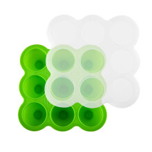 Multipurpose Silicone Baby Food Freezer Tray, Earth Friendly Storage with Stackable Clear Silicone Lid for Kitchen, Parenting (Green)