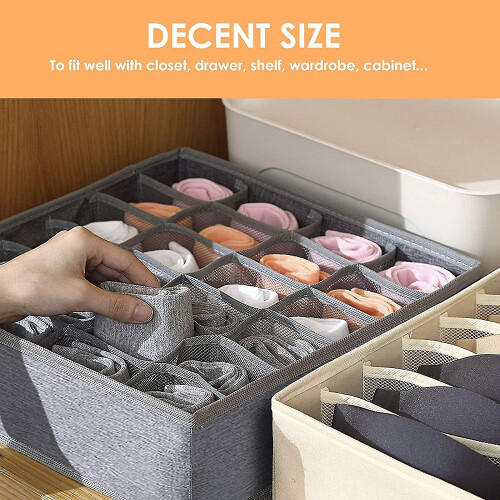 Sock Organizer, Drawer Organizers Collapsible Closet Organizer Storage Boxes for Efficient Organization (Fabric Foldable, 3 Pack) 2