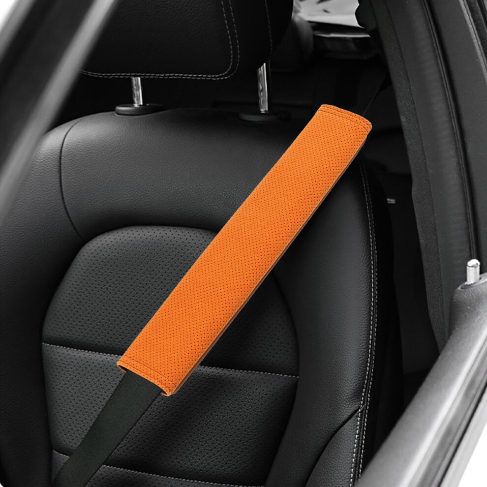 2Pcs Soft Suede Car Seat Belt Cover With Cushioning Protection For Suv Truck Sedan Â Orange 9426802355956