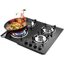 4 Burners Gas Hob 60CM Tempered Glass Gas Cooktop Cast Iron Stands