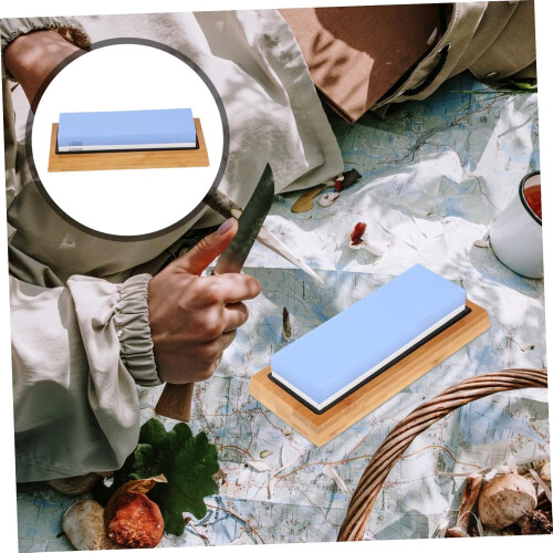 Doublesided Portable Knife Sharpener with Bamboo Base, Efficient Sharpening with Longlasting Performance for Professional Results 1