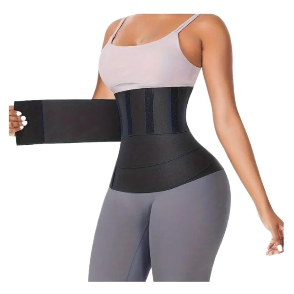 BackSupport Lumbar Support Belt 4 Meters Black Waist Trainer Sauna Sweat Trimmer Tummy Wrap Lower Back Support for Exercise