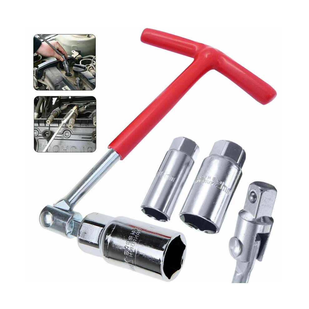 4Pc Tbar Spark Plug Wrench Set, Easy Removal Tool With 16Mm 18Mm 21Mm Sockets, Nonslip Handle 9412369250438