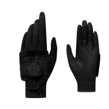 Golf gloves 1 pair of women's golf gloves for autumn and winter, plush thickened thermal gloves for outdoor use, size 18, black.