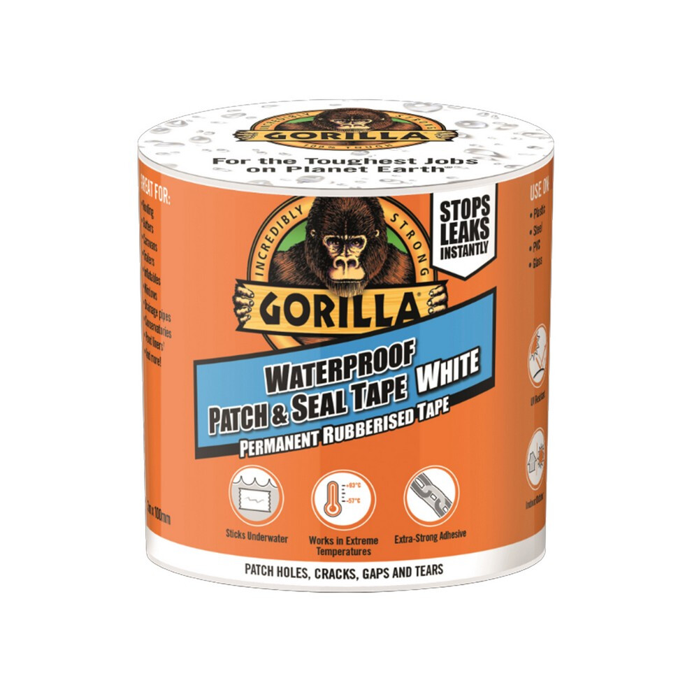 Gorilla Waterproof Patch & Seal Tape White 100Mm X 3M 5063750895659