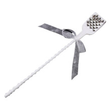 White Leather Bow-Knot Palm Clap Spanking Paddle Whip for BDSM Couples Fantasy Games, Fetish Cosplay Accessory