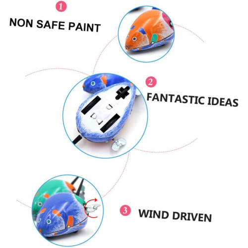 Windup mouse for toddlers Promotes physics learning Simple winding mechanism Random movement 2