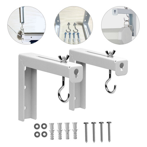 2Pcs Universal White Projector Screen Wall and Ceiling Mount Brackets 1