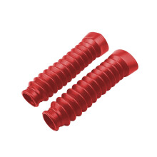 Motorcycle Shock Absorber Pair with Adjustable Damping and Rubber Front Fork Cover 205mm Red