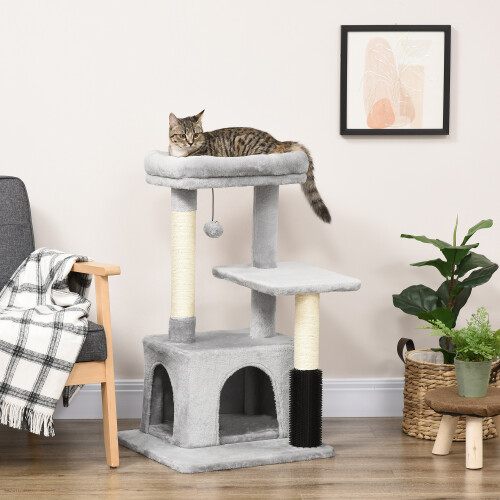 PawHut PawHut Cat Tree with Scratch Post Condo Perch for Indoor Cats, 85cm, Grey