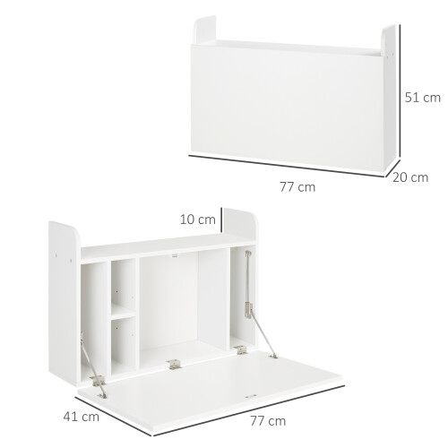 Homcom HOMCOM Wall Mounted Table w/ Space Saving Storage Compartments for Home Office 2