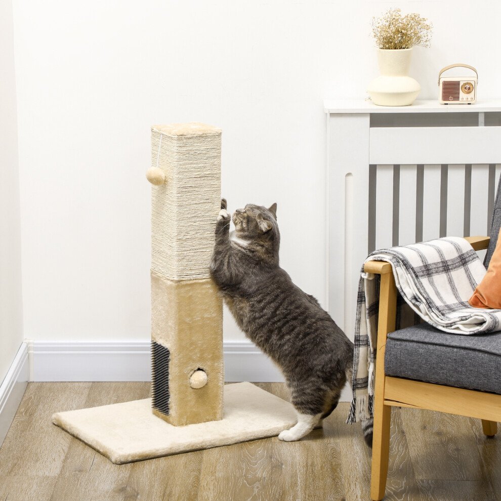 Cat Scratching Post Climber Carpet Base Hanging Toy Beige Activity - Image 3