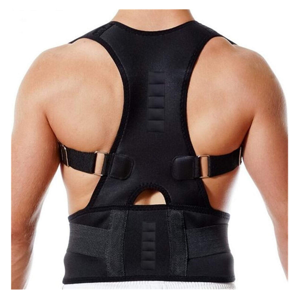 Black Adjustable Back Posture Corrector Spine Support Brace Xl