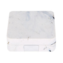 Luxurious Contact Lens Organizer, Portable Box with Marble Surface, Equipped with Mirror, Tweezers Remover Tool & Solution Bottle, Small Lightweight P
