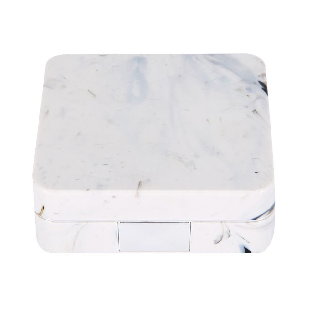 Luxurious Contact Lens Organizer, Portable Box with Marble Surface, Equipped with Mirror, Tweezers Remover Tool & Solution Bottle, Small Lightweight P